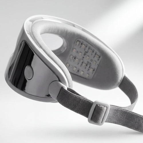 Nahaufnahme der Innenseite der Augenmaske mit LED-Feld und weich gepolstertem Rand.